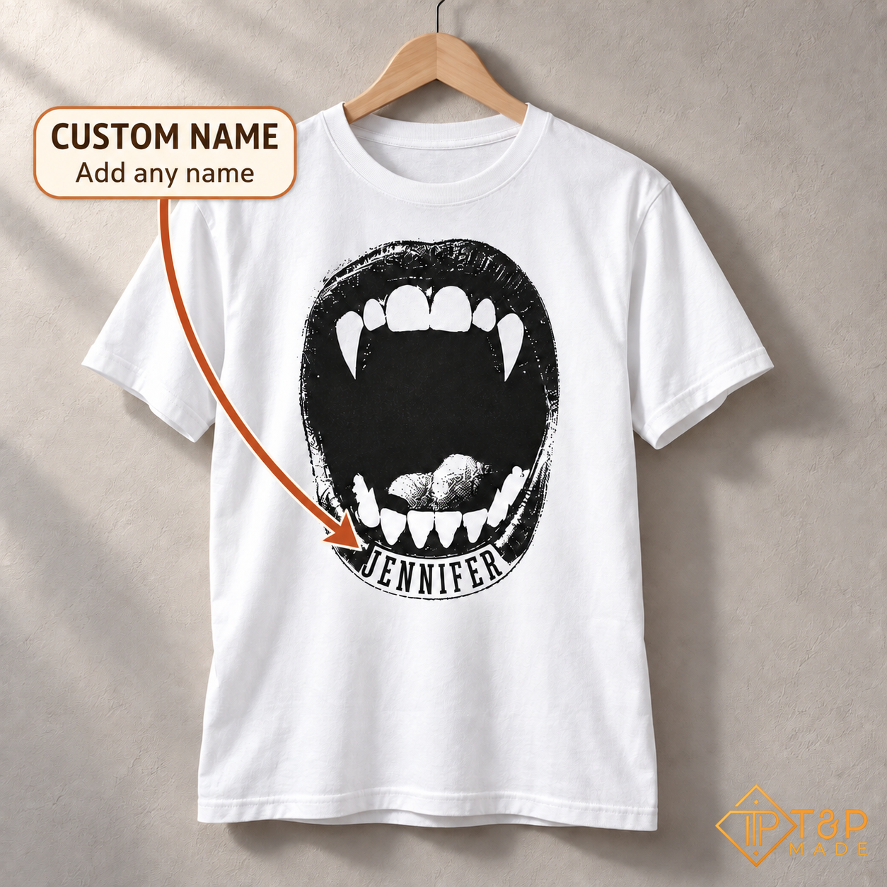 Personalized Vampire Mouth T-Shirt – Custom Name Halloween Tee | T&P Made