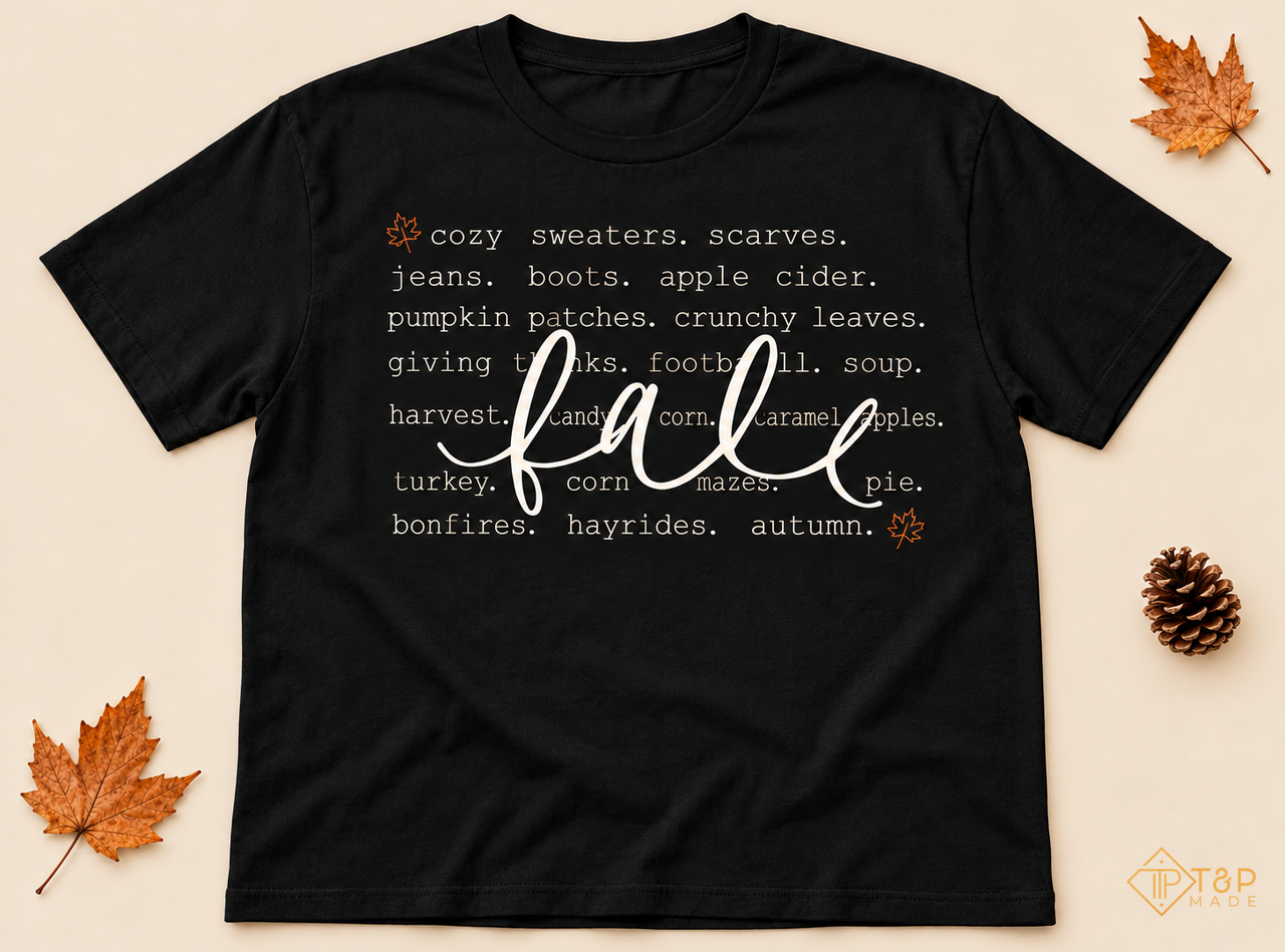 Fall Favorites Shirt - Cozy Autumn Things Graphic Tee