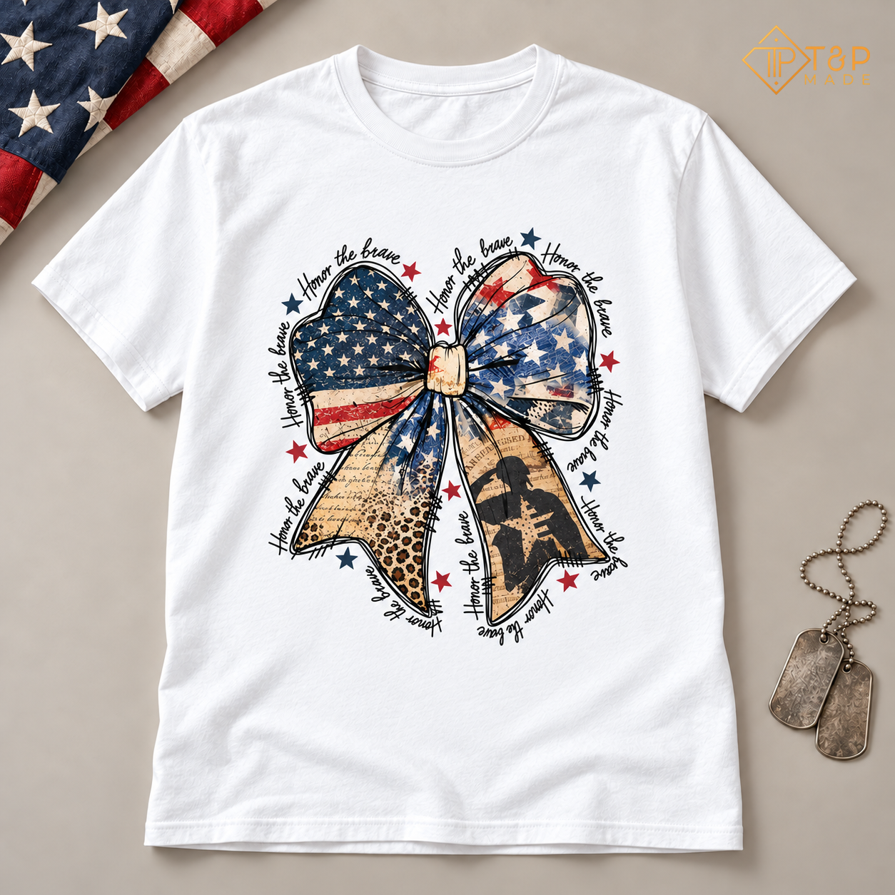 Honor the Brave Patriotic Bow T-Shirt