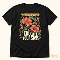 Educate Your Sons Floral Graphic Tee - Women's Rights Shirt