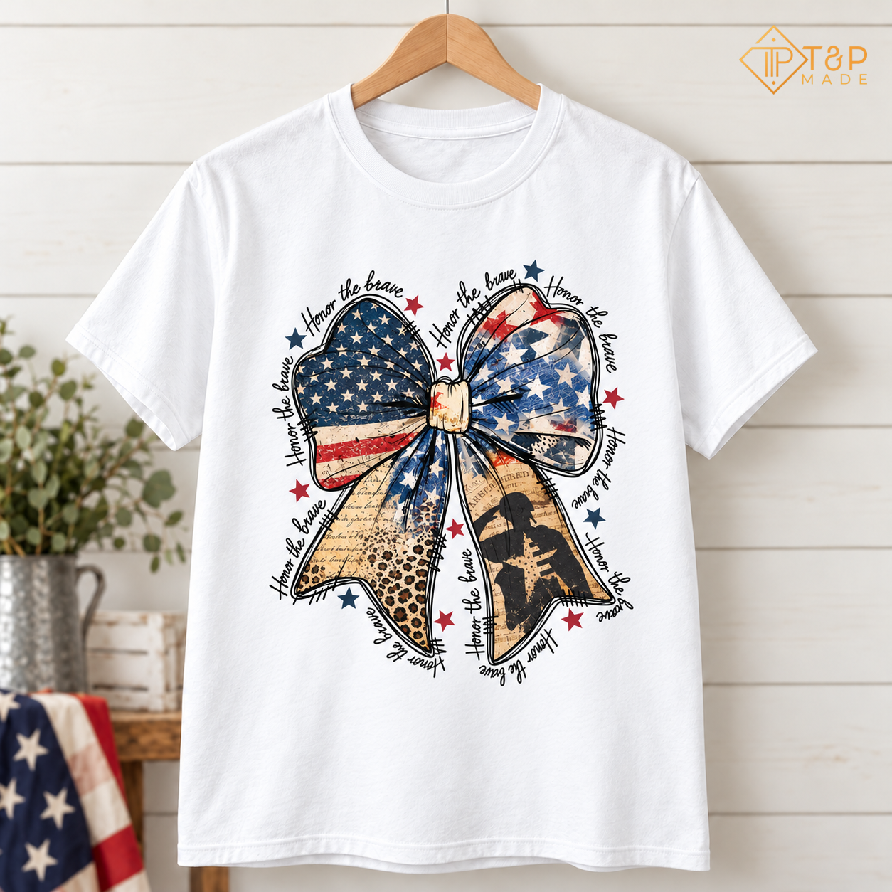 Honor the Brave Patriotic Bow T-Shirt