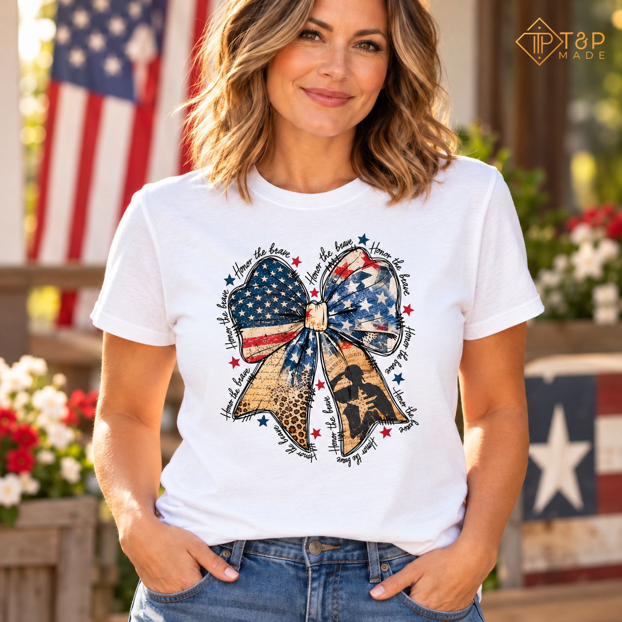 Honor the Brave Patriotic Bow T-Shirt