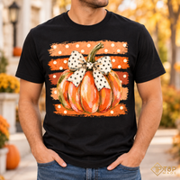 Pumpkin Bow Fall T-Shirt - Cute Polka Dot Autumn Graphic Tee
