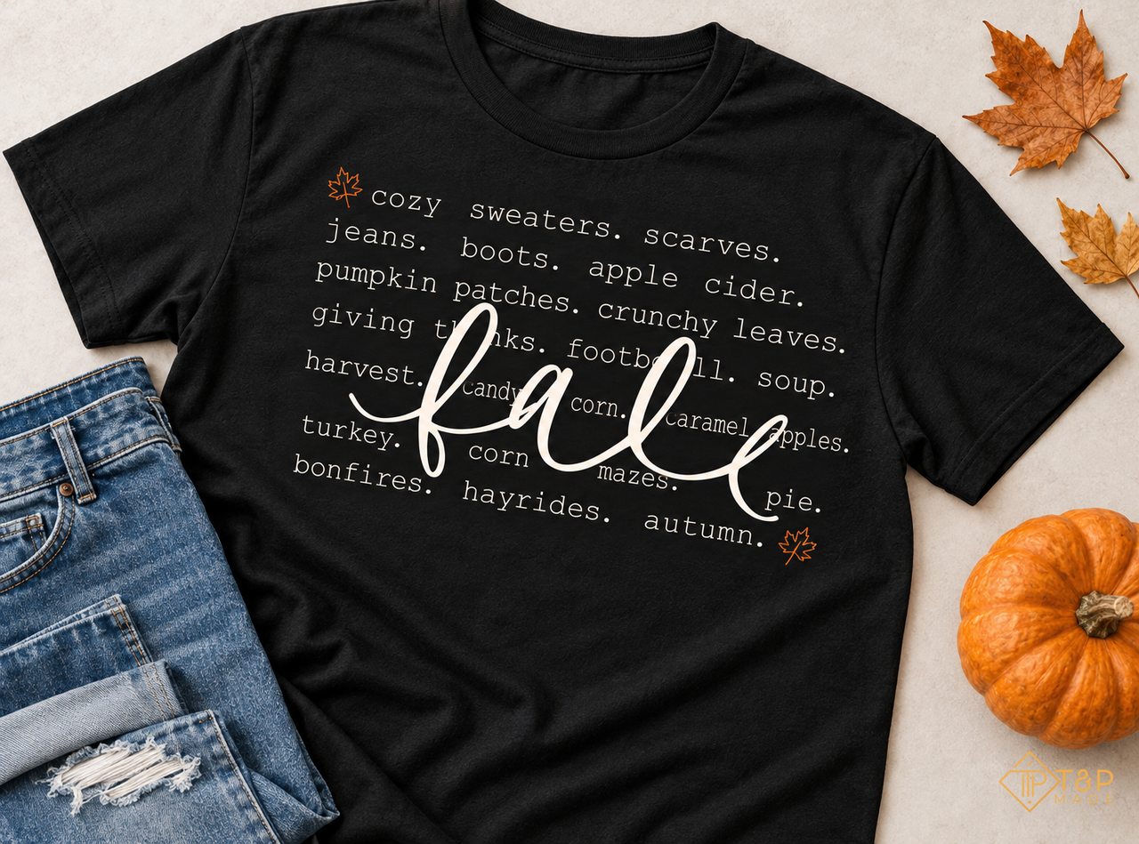 Fall Favorites Shirt - Cozy Autumn Things Graphic Tee