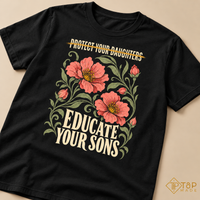 Educate Your Sons Floral Graphic Tee - Women's Rights Shirt