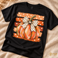 Pumpkin Bow Fall T-Shirt - Cute Polka Dot Autumn Graphic Tee