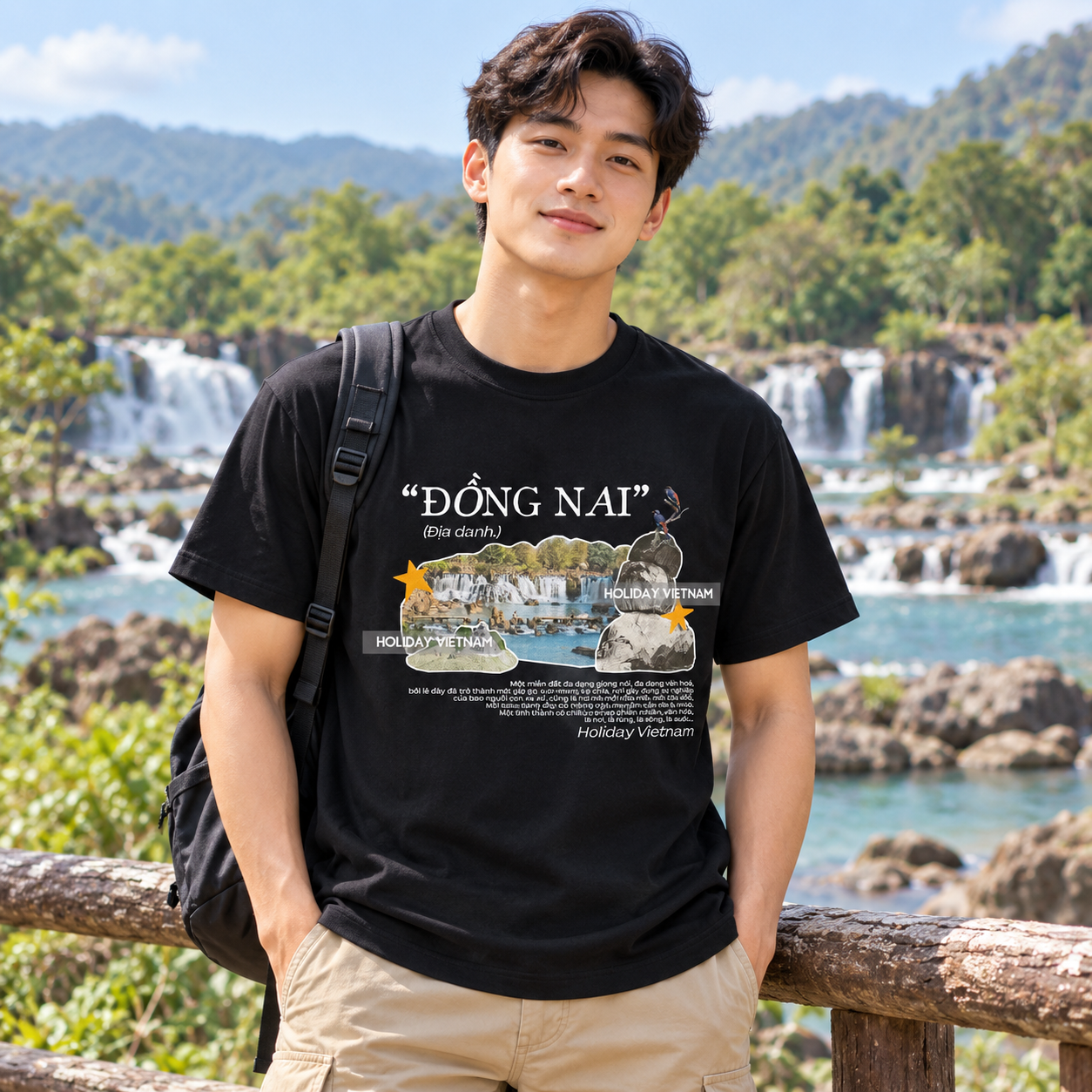 Đồng Nai Vietnam T-Shirt - Waterfall Nature & Travel Graphic Tee | T&P Made