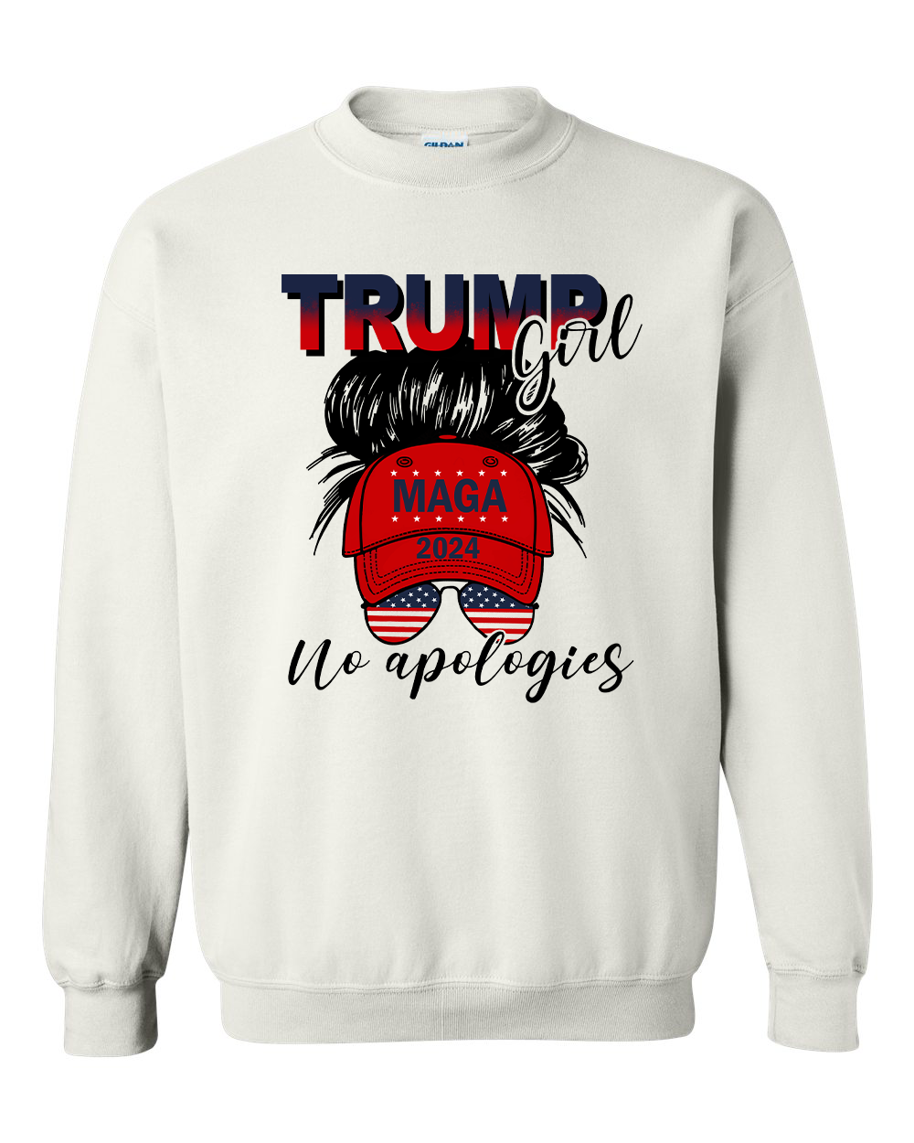 Trump Girl 2024 No Apologies Messy Bun MAGA Cap T-shirts, sweatshirts, hoodies