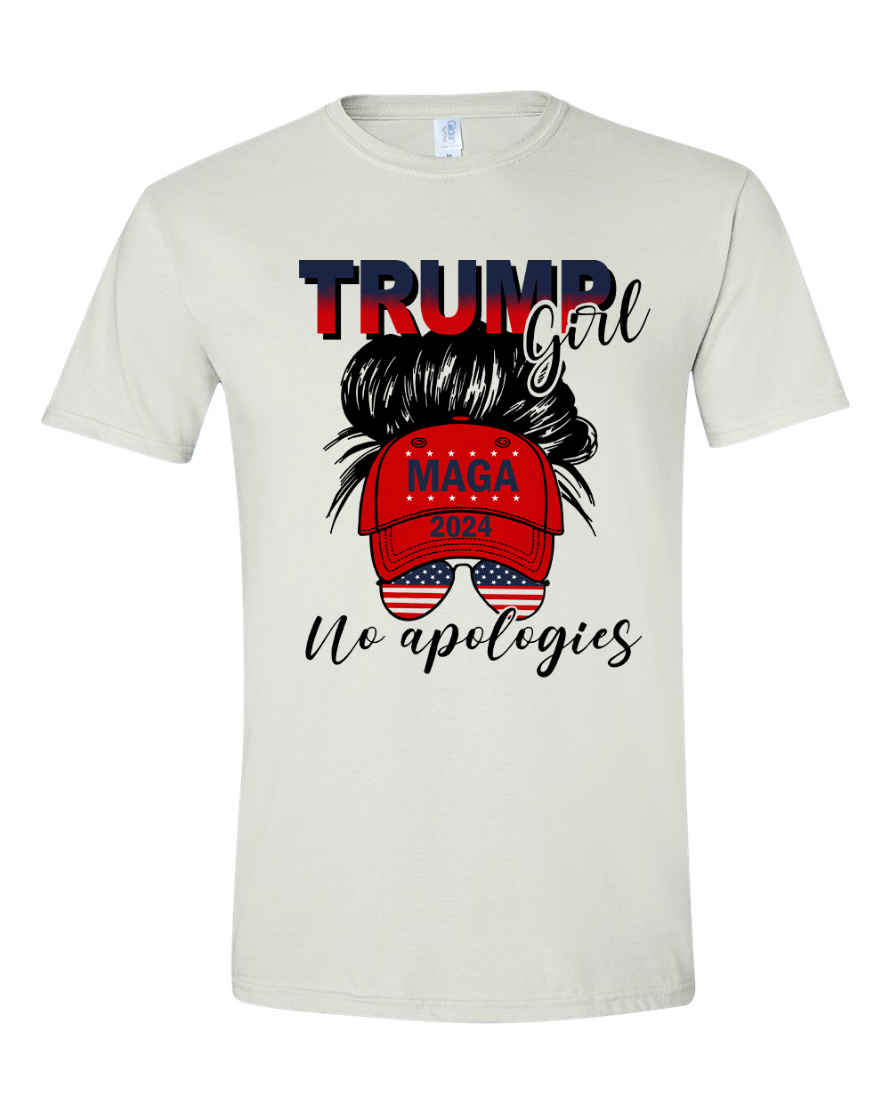 Trump Girl 2024 No Apologies Messy Bun MAGA Cap T-shirts, sweatshirts, hoodies