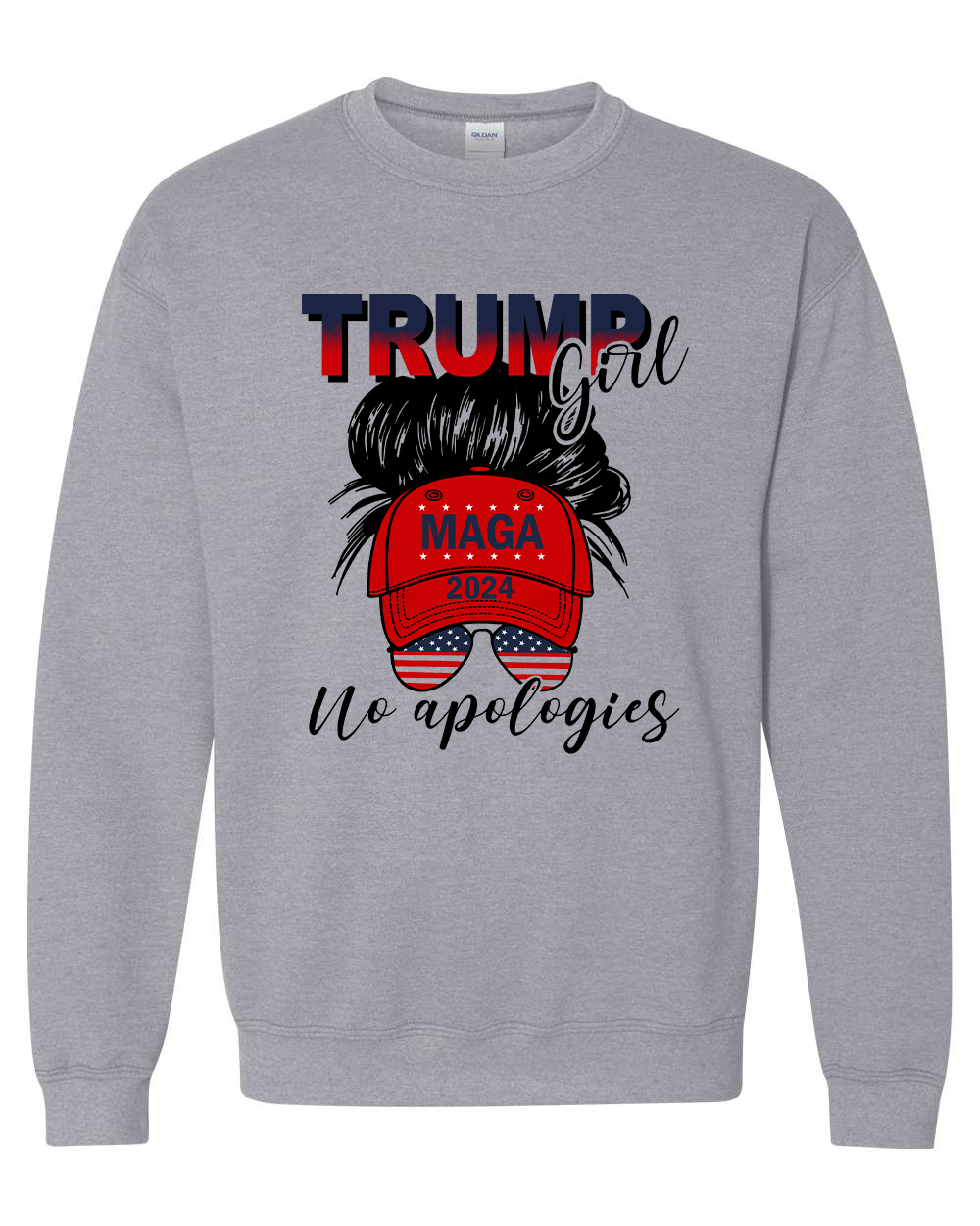 Trump Girl 2024 No Apologies Messy Bun MAGA Cap T-shirts, sweatshirts, hoodies