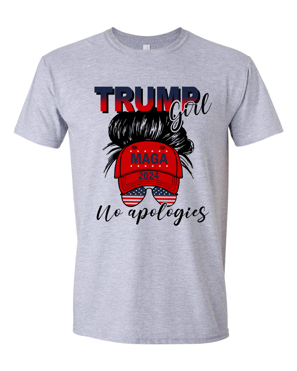 Trump Girl 2024 No Apologies Messy Bun MAGA Cap T-shirts, sweatshirts, hoodies