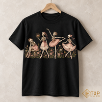 Skeleton Ballerina Shirt - Floral Ballet Dancer Halloween Tee