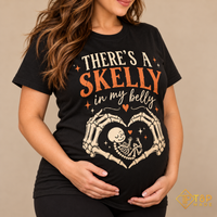 Halloween Pregnancy Shirt - Skelly in My Belly Skeleton Baby Tee