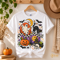 Vintage Halloween Shirt - Ghost Black Cat Pumpkin Graphic Tee