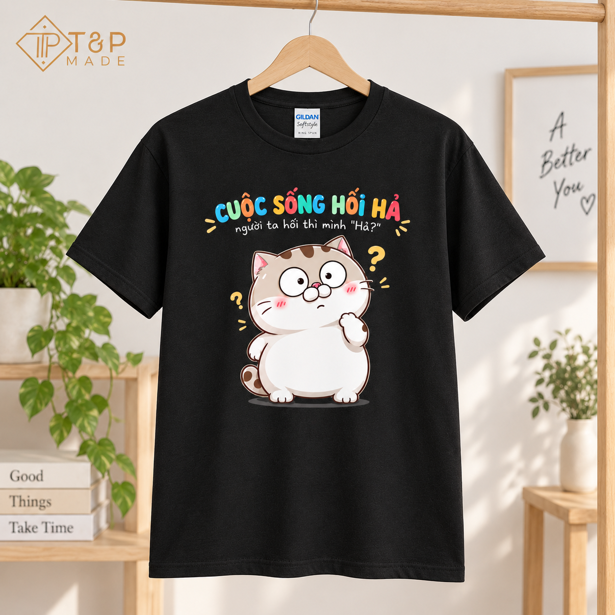 Cuộc Sống Hối Hả Vietnamese T-Shirt - Funny Cat Meme Tee for Vietnamese | T&P Made