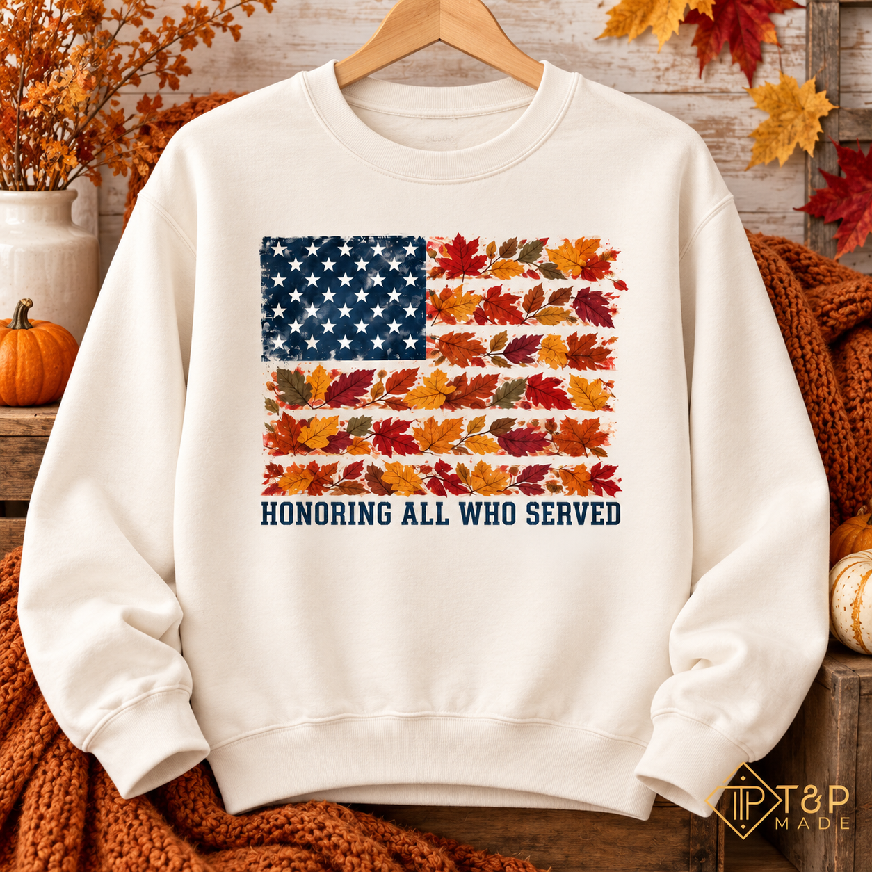 Honoring All Who Served Sweatshirt - Patriotic Fall American Flag Shirt