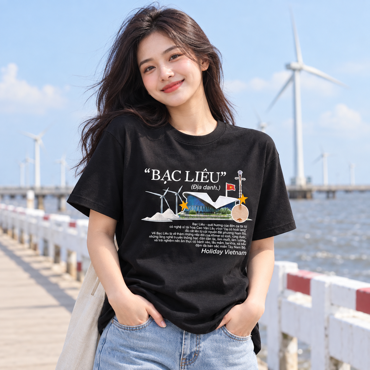 Bac Lieu Vietnam T-Shirt - Wind Farm & Vietnamese Travel Graphic Tee | T&P Made