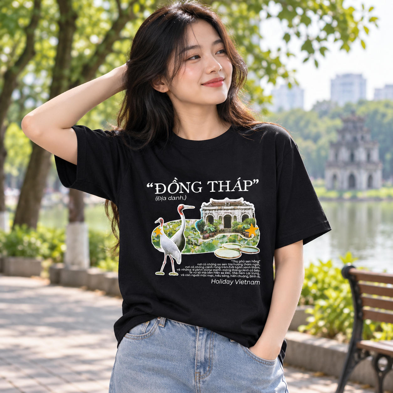 Đồng Tháp Vietnam T-Shirt - Lotus Fields & Travel Graphic Tee | T&P Made