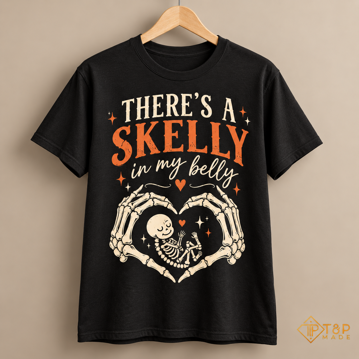 Halloween Pregnancy Shirt - Skelly in My Belly Skeleton Baby Tee