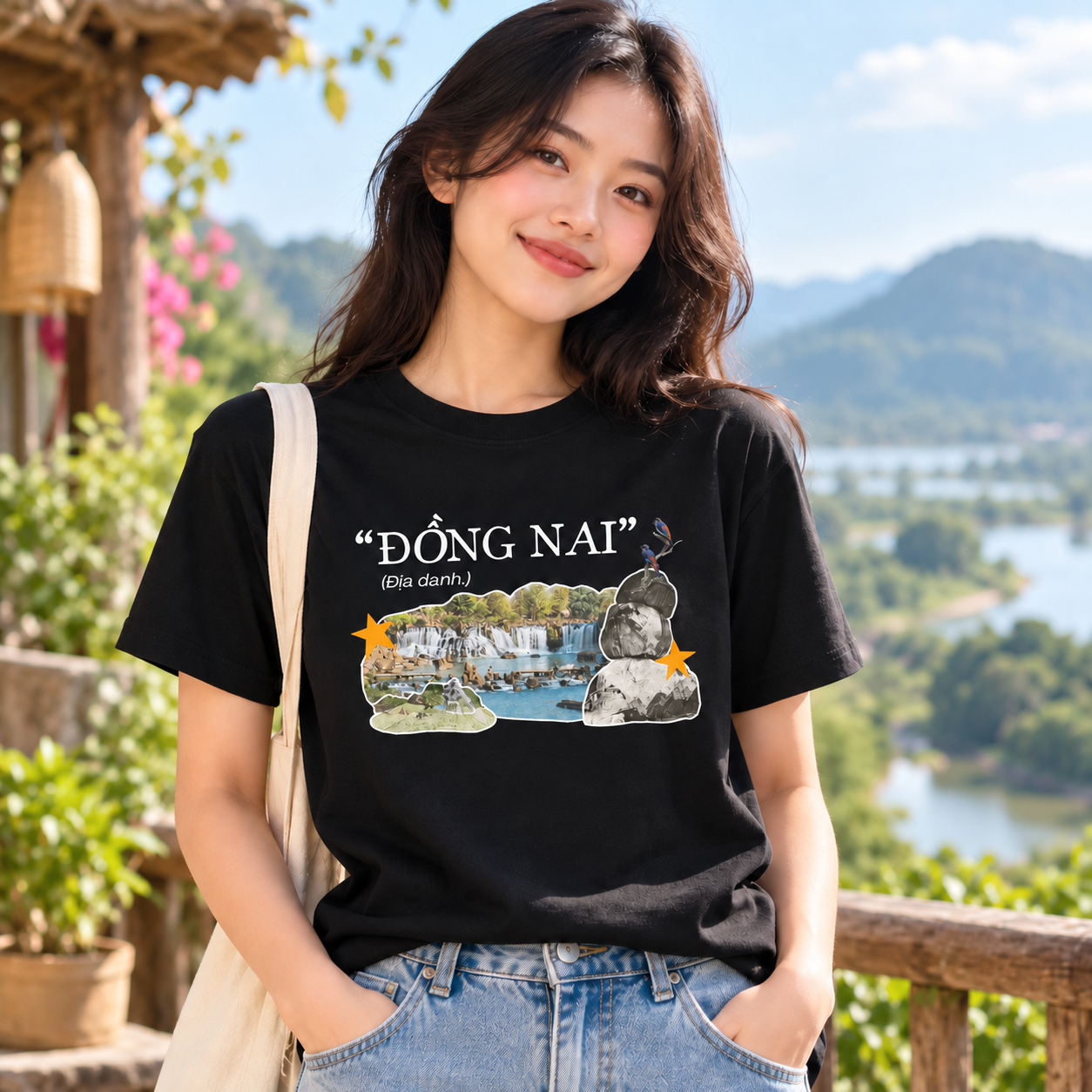 Đồng Nai Vietnam T-Shirt - Waterfall Nature & Travel Graphic Tee | T&P Made