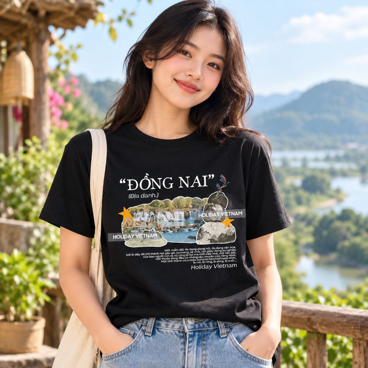Đồng Nai Vietnam T-Shirt - Waterfall Nature & Travel Graphic Tee | T&P Made