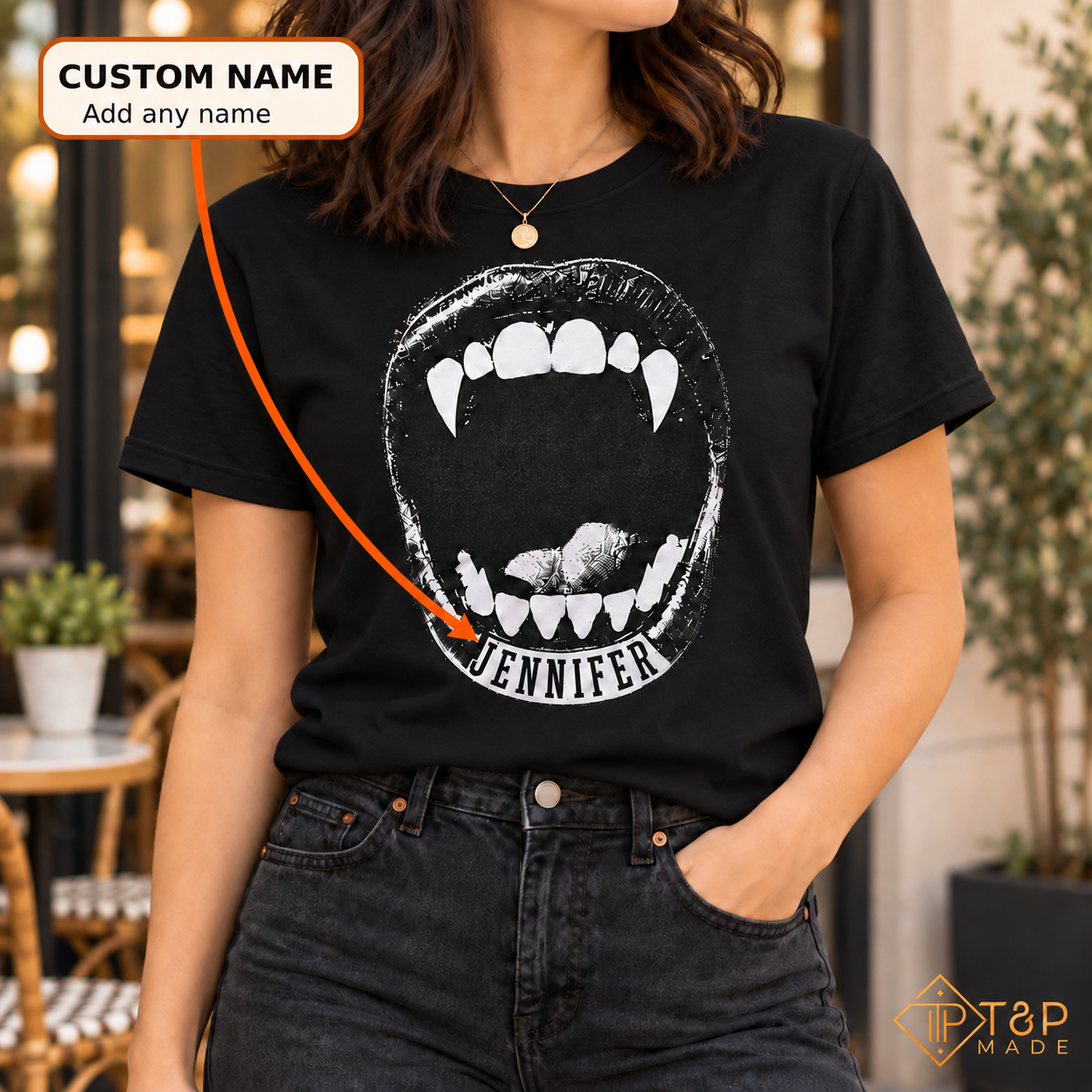 Personalized Vampire Mouth T-Shirt – Custom Name Halloween Tee | T&P Made