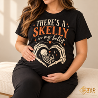 Halloween Pregnancy Shirt - Skelly in My Belly Skeleton Baby Tee