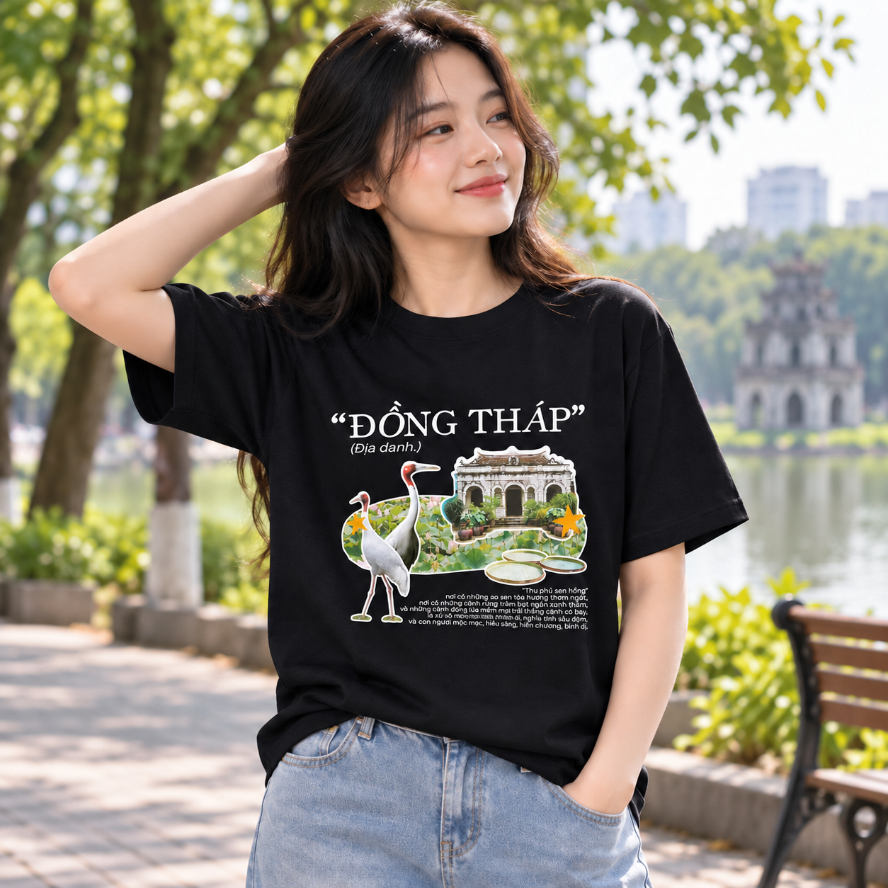 Đồng Tháp Vietnam T-Shirt - Lotus Fields & Travel Graphic Tee | T&P Made